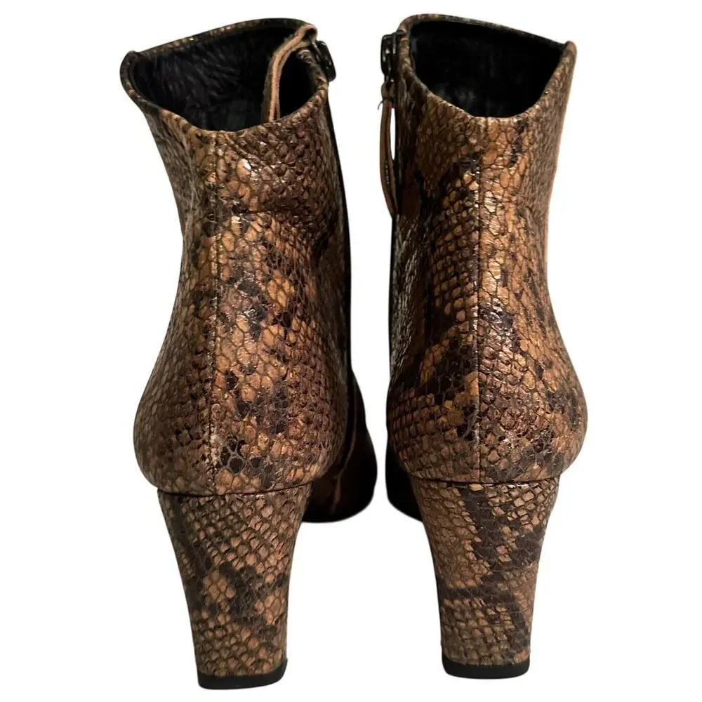 Free People Cybill Snake Print Leather Ankle Boots‎ Size 7.5